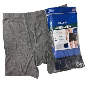 NEW Men's 4 Pairs Gildan Cotton/Polyester Tag-Free Boxer Briefs Blue Gray 2X